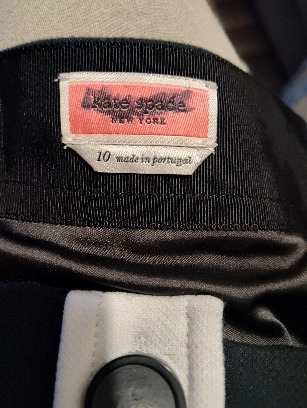 kate spade Black Mini Skirt with White Center Button Placket SZ 10 New No Tags